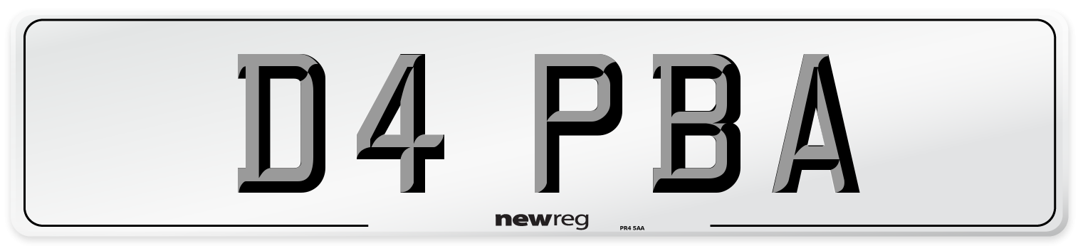 D4 PBA Number Plate from New Reg